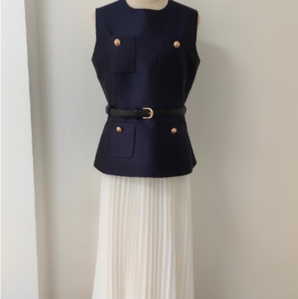 Self-Portrait Navy Taffeta Midi Dress - Picture 7 of 13